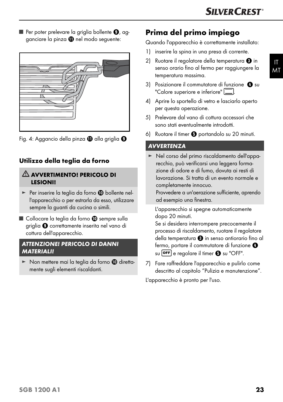 Prima del primo impiego | Silvercrest SGB 1200 A1 User Manual | Page 26 / 83