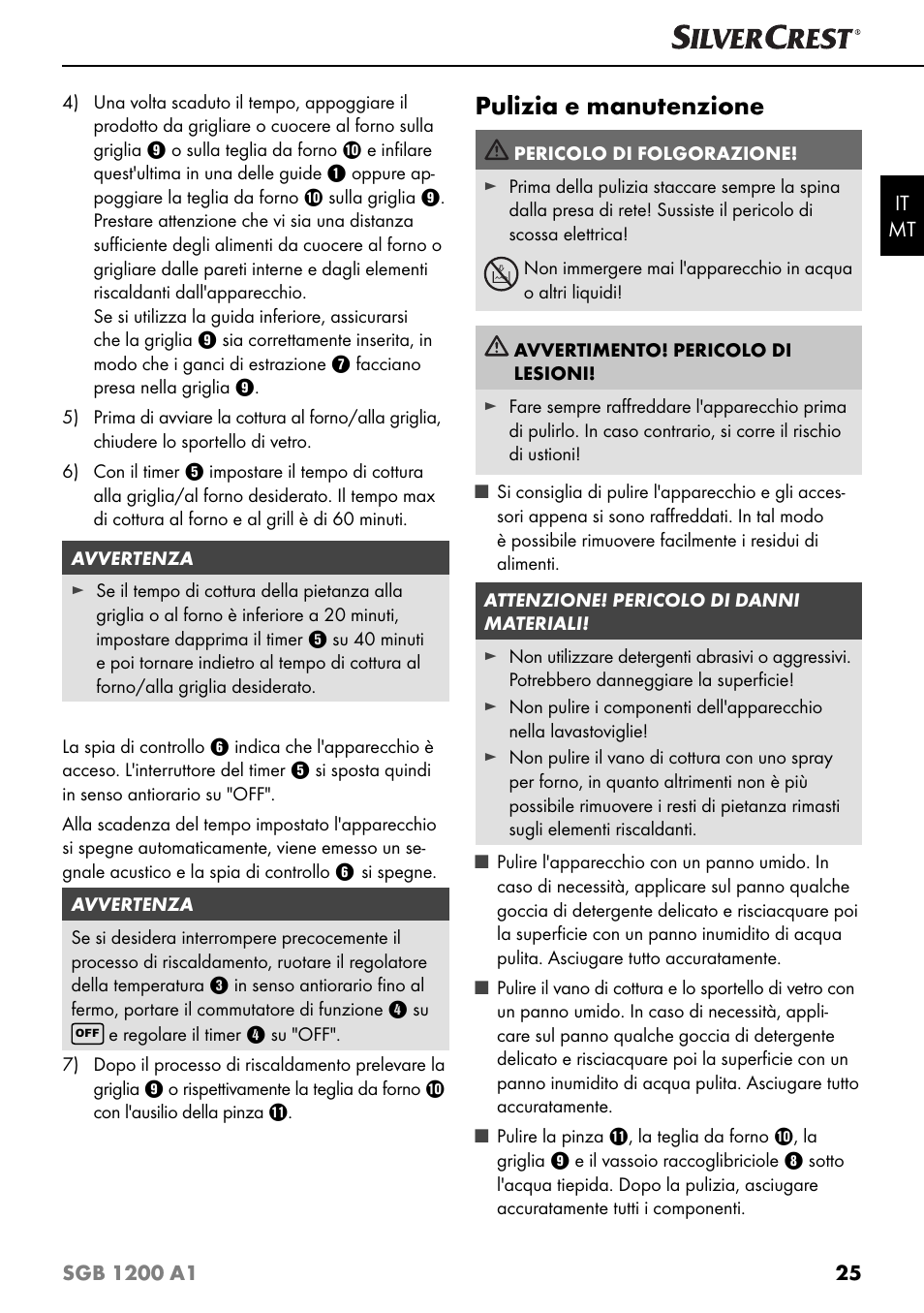 Pulizia e manutenzione | Silvercrest SGB 1200 A1 User Manual | Page 28 / 83