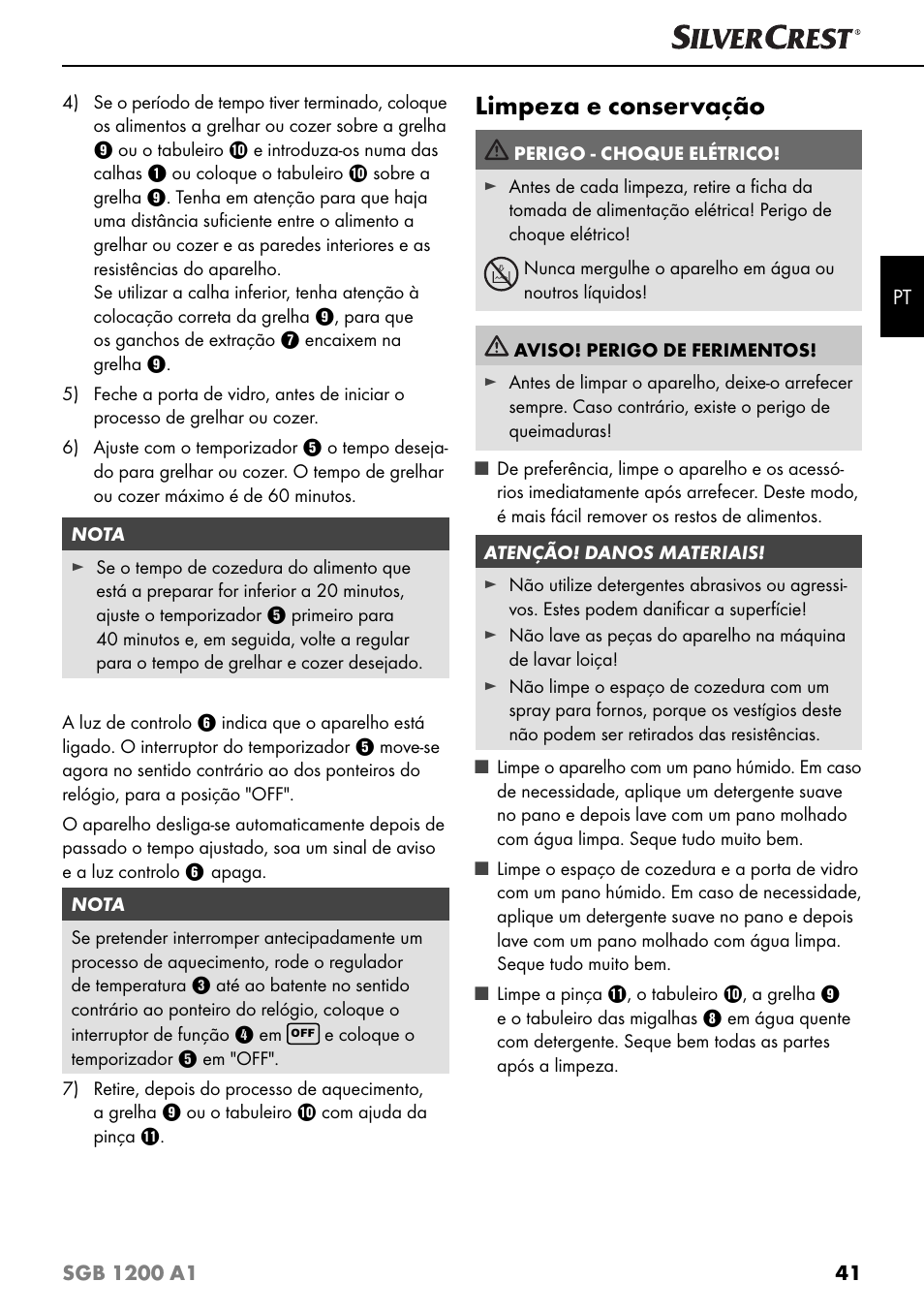 Limpeza e conservação | Silvercrest SGB 1200 A1 User Manual | Page 44 / 83