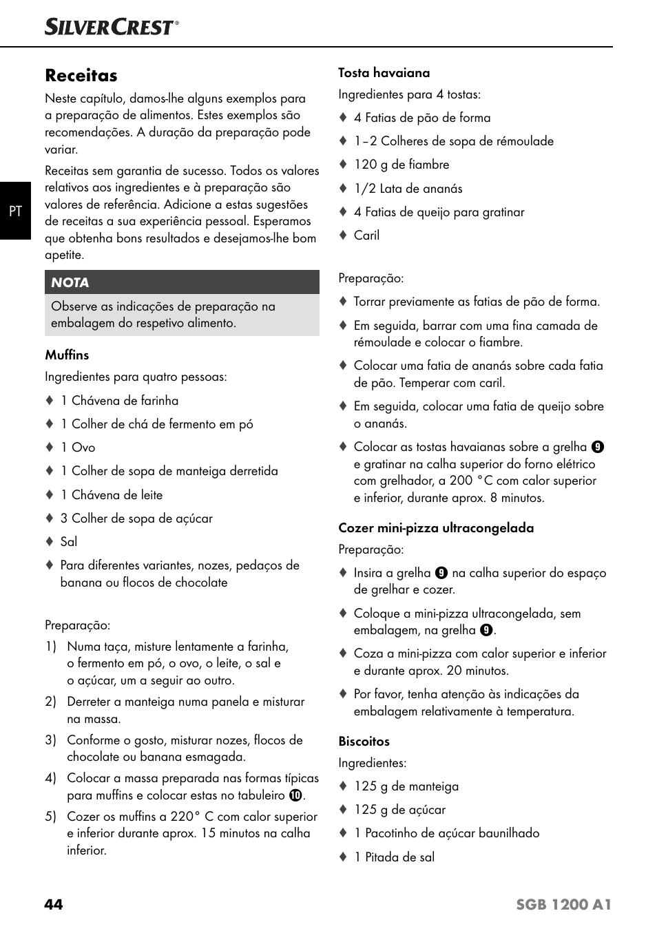 Receitas | Silvercrest SGB 1200 A1 User Manual | Page 47 / 83