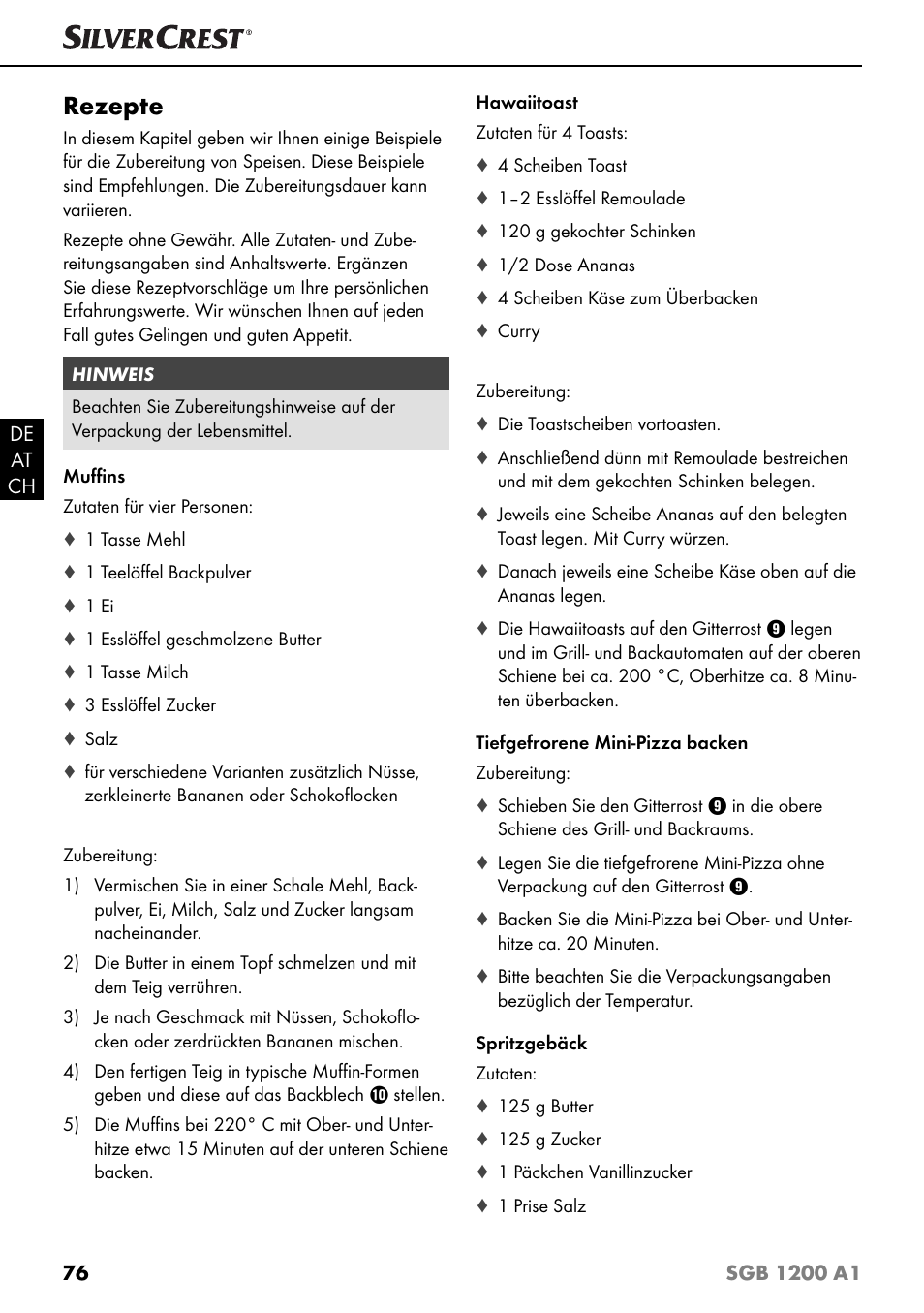 Rezepte | Silvercrest SGB 1200 A1 User Manual | Page 79 / 83