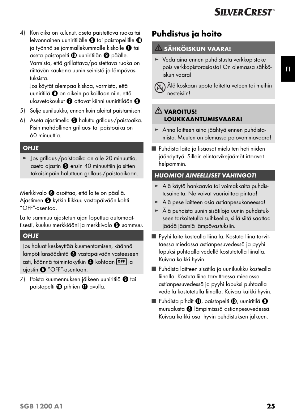 Puhdistus ja hoito | Silvercrest SGB 1200 A1 User Manual | Page 28 / 99