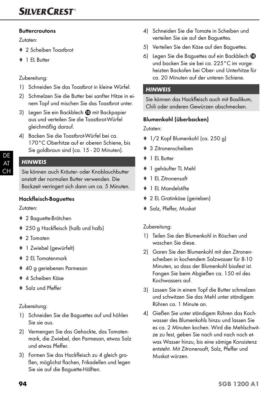 Silvercrest SGB 1200 A1 User Manual | Page 97 / 99