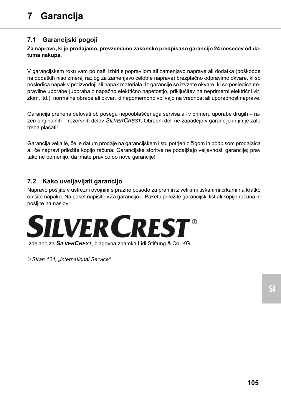 7 garancija si | Silvercrest SMZS 1600 A1 User Manual | Page 105 / 126