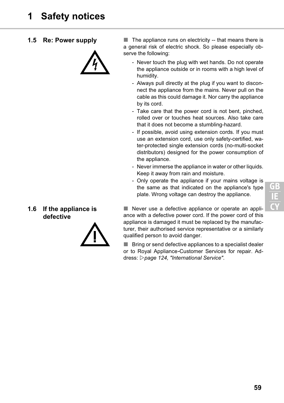 1 safety notices gb cy ie | Silvercrest SMZS 1600 A1 User Manual | Page 59 / 126