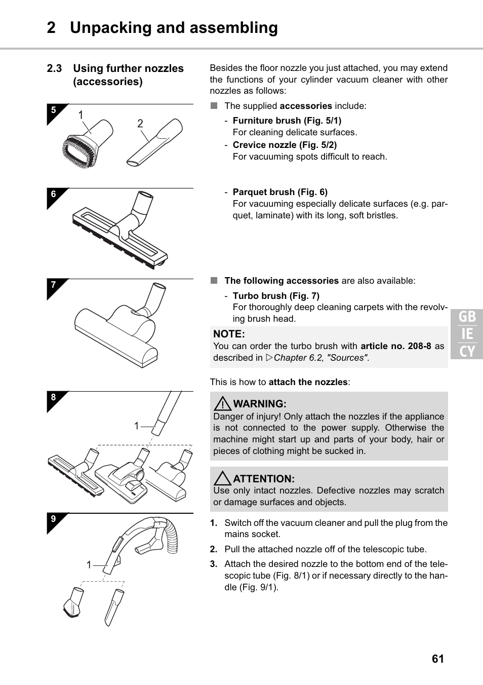 2 unpacking and assembling gb cy ie | Silvercrest SMZS 1600 A1 User Manual | Page 61 / 126