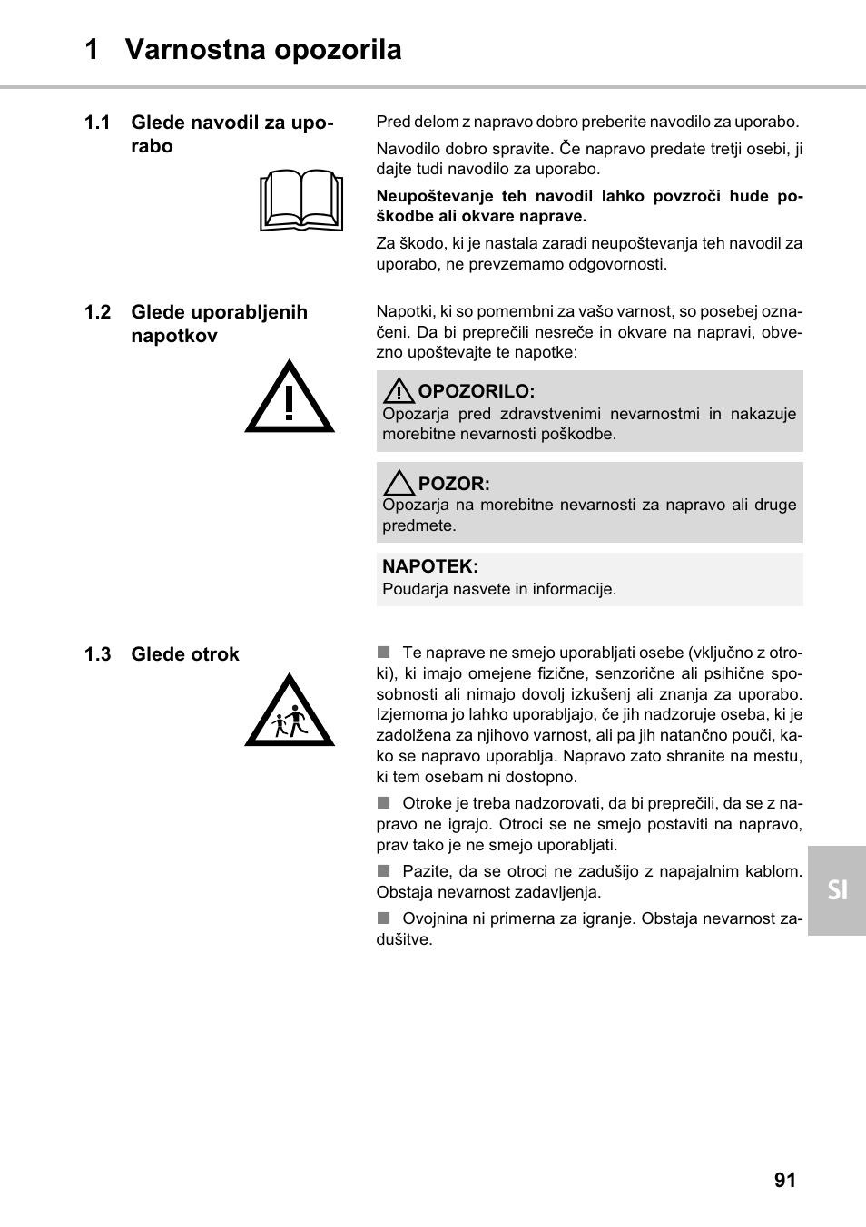 1 varnostna opozorila si | Silvercrest SMZS 1600 A1 User Manual | Page 91 / 126