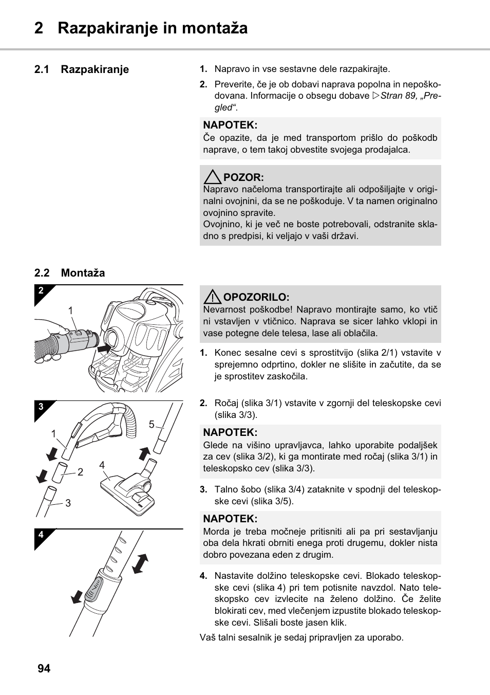 2 razpakiranje in montaža | Silvercrest SMZS 1600 A1 User Manual | Page 94 / 126