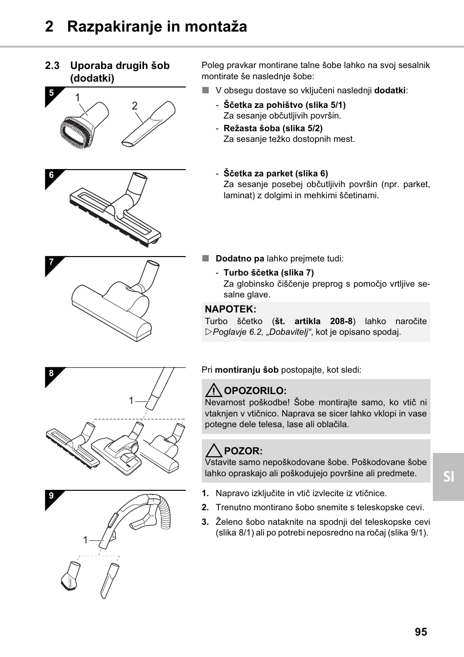 2 razpakiranje in montaža si | Silvercrest SMZS 1600 A1 User Manual | Page 95 / 126