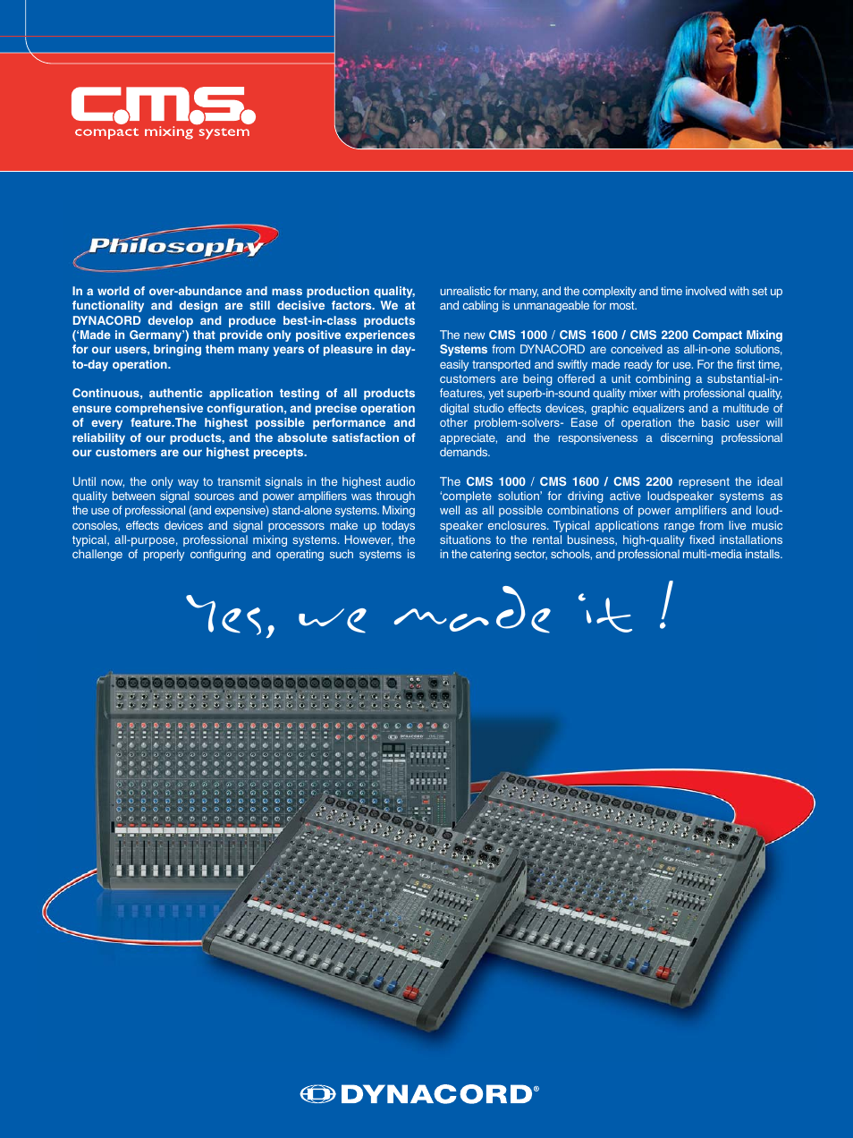 Yes, we made it | Dynacord Compact Mixing System User Manual | Page 2 / 8