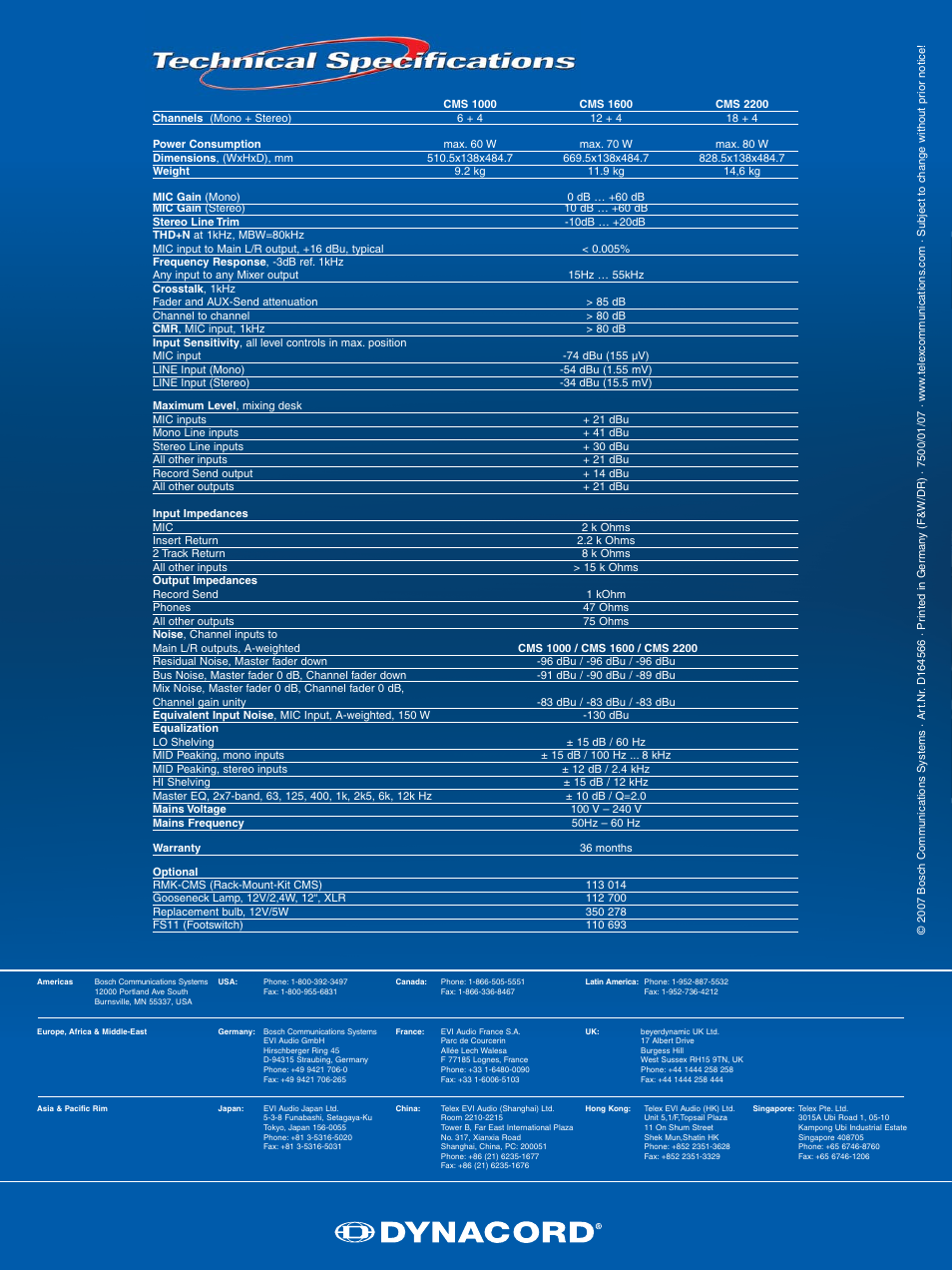 Dynacord Compact Mixing System User Manual | Page 8 / 8