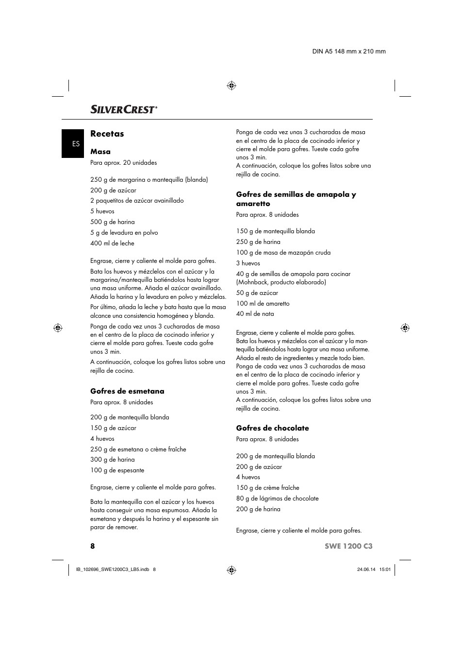 Recetas | Silvercrest SWE 1200 C3 User Manual | Page 11 / 64
