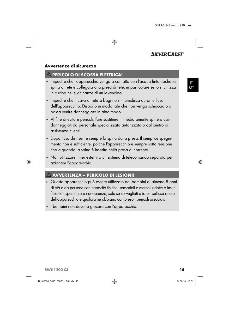 I bambini non devono giocare con l'apparecchio | Silvercrest SWE 1200 C3 User Manual | Page 18 / 64