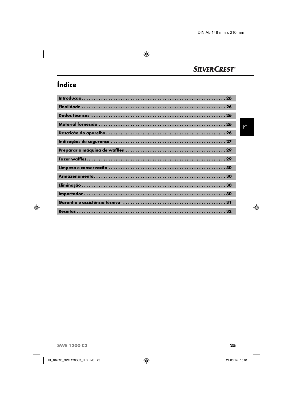 Índice | Silvercrest SWE 1200 C3 User Manual | Page 28 / 64