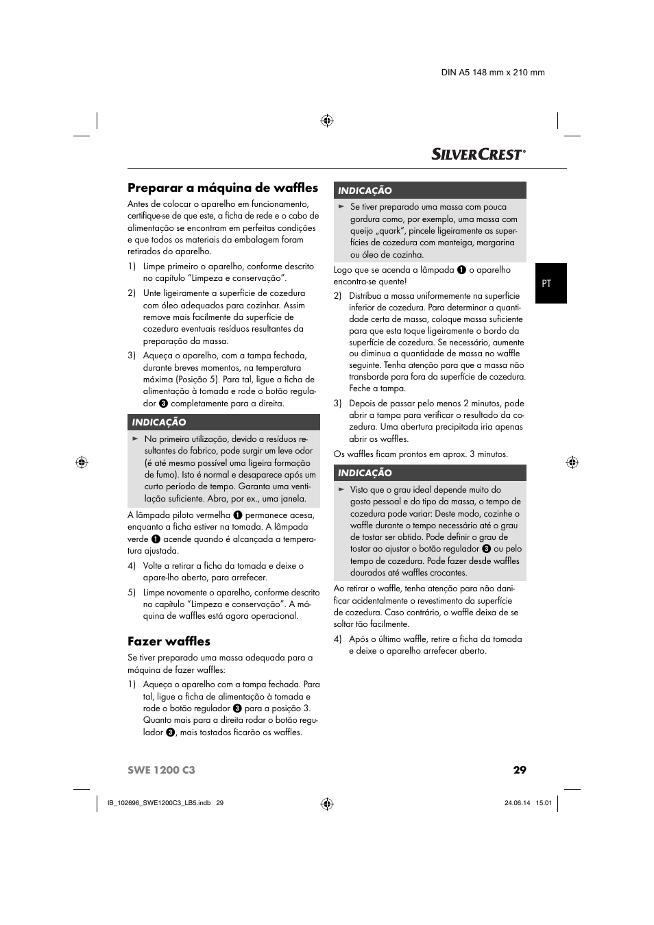 Preparar a máquina de waﬄ es, Fazer waﬄ es | Silvercrest SWE 1200 C3 User Manual | Page 32 / 64