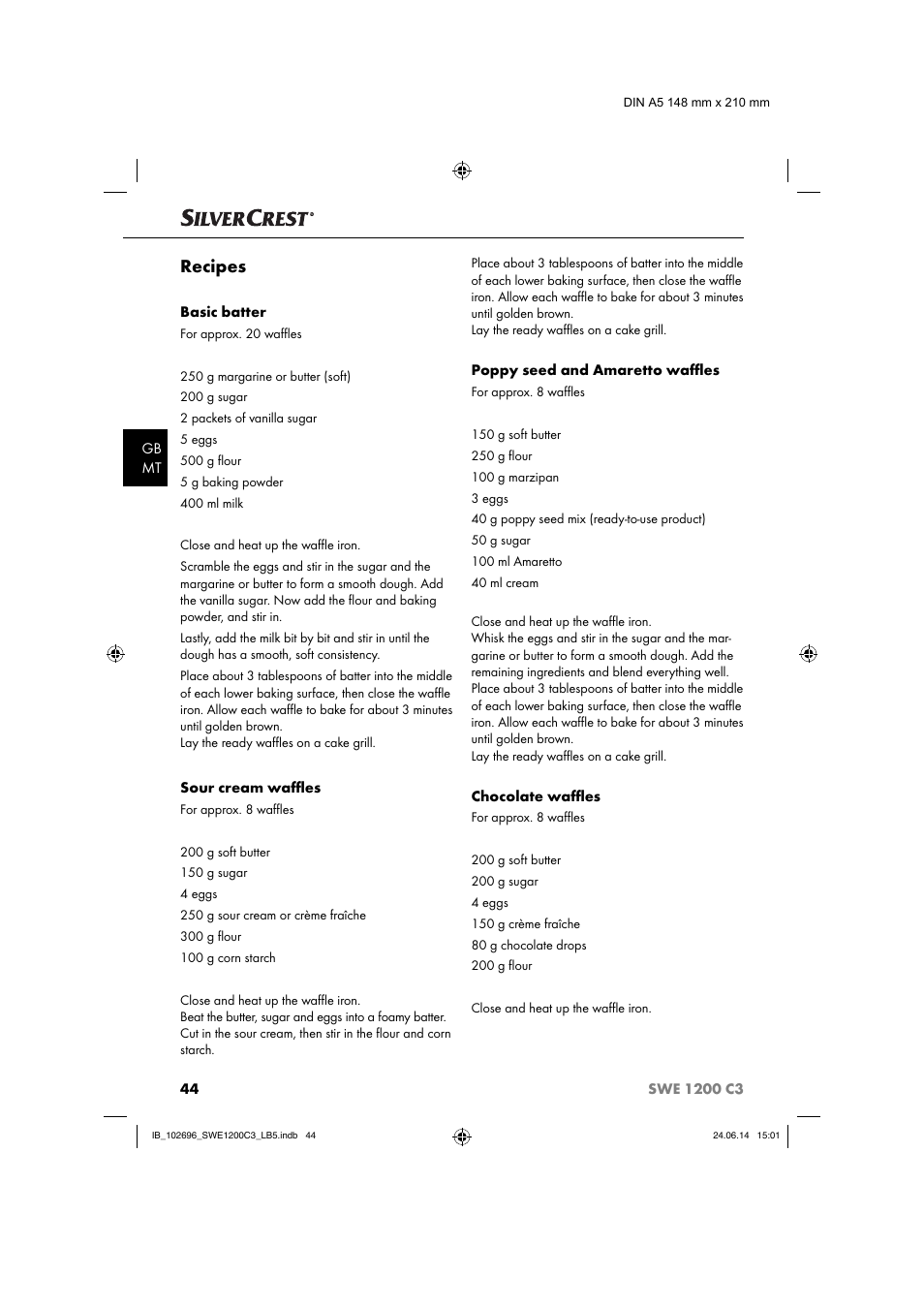 Recipes | Silvercrest SWE 1200 C3 User Manual | Page 47 / 64