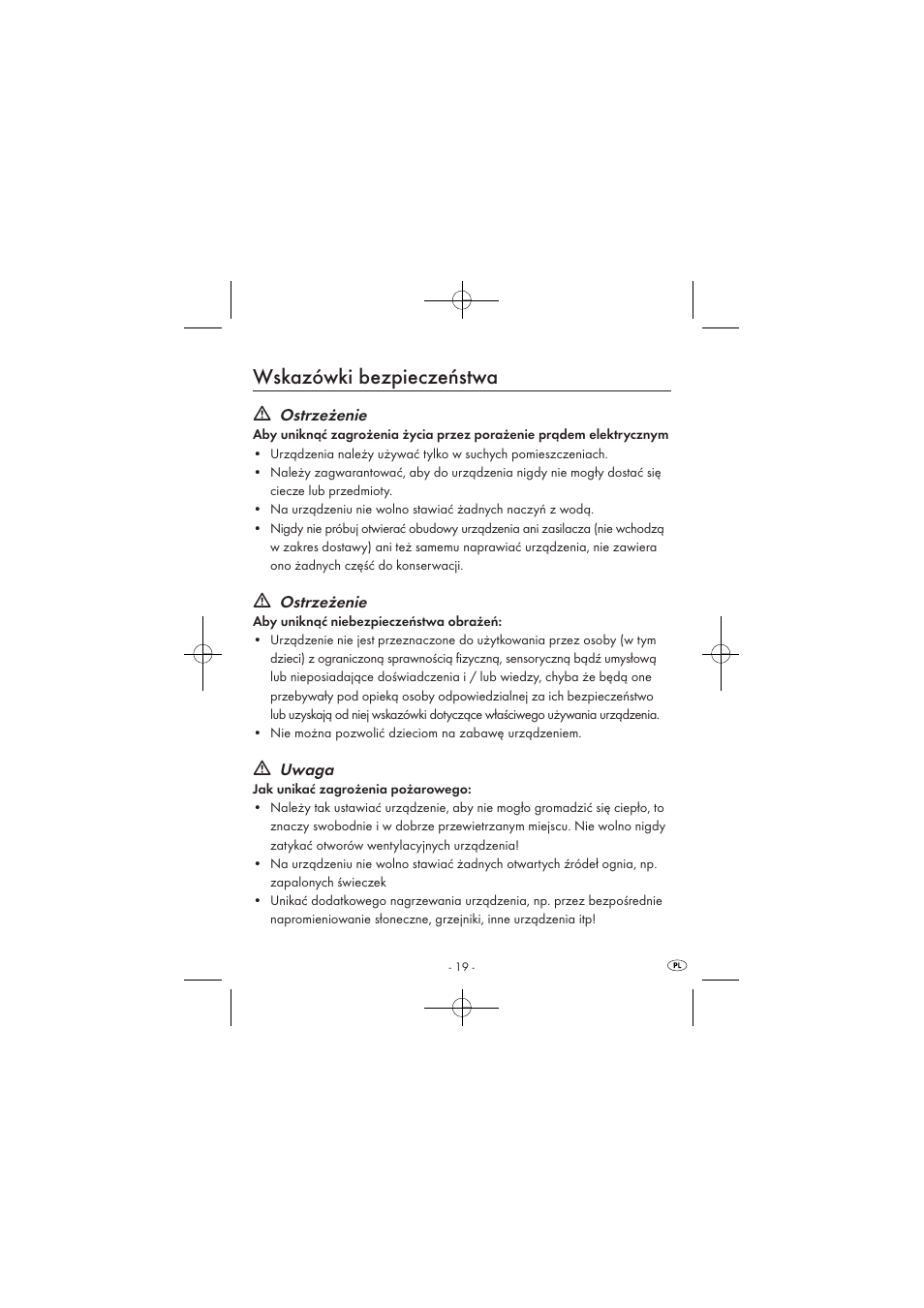 Wskazówki bezpieczeństwa, Ostrzeżenie, Uwaga | Silvercrest SPUV 90 A1 User Manual | Page 21 / 98