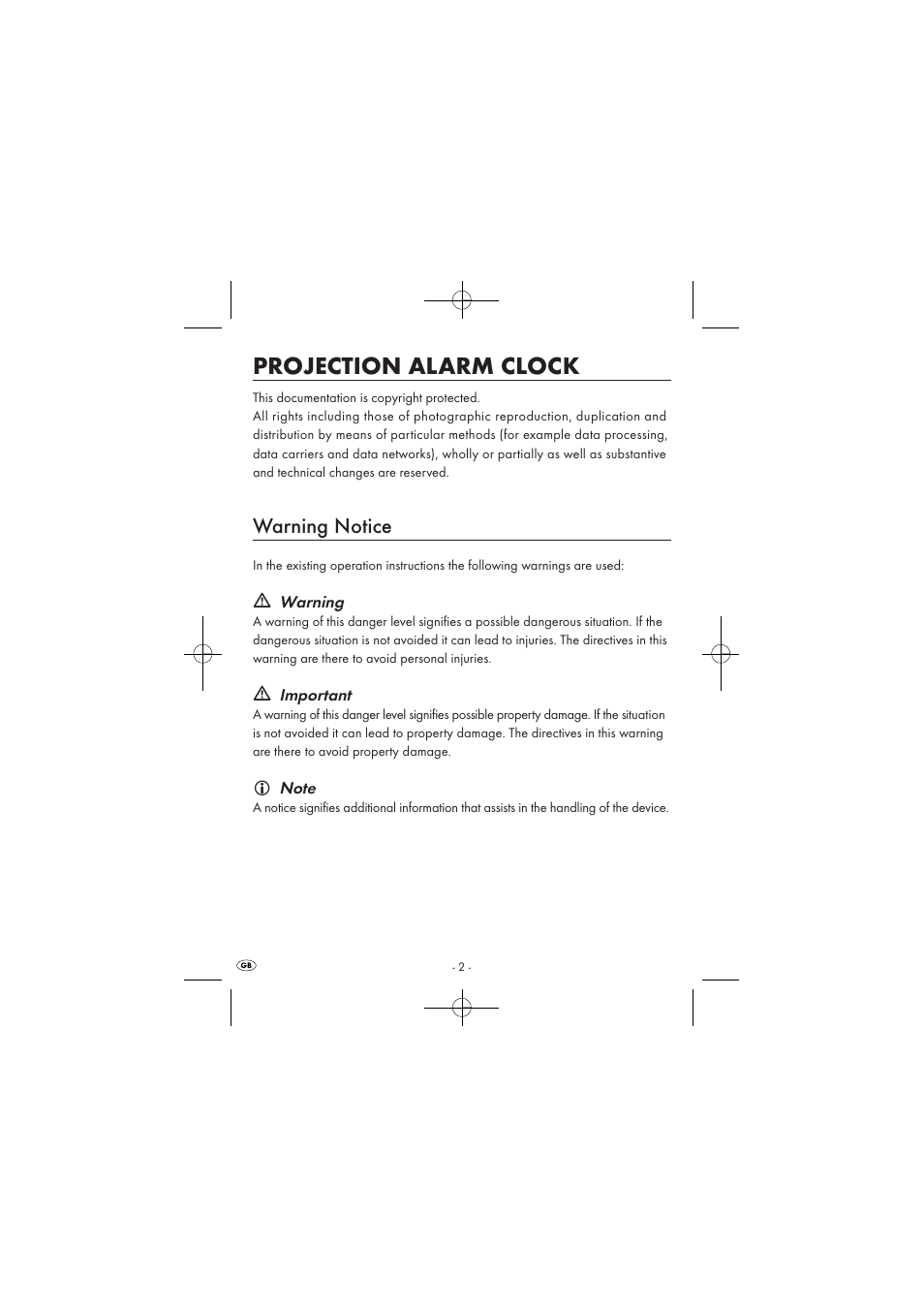 Projection alarm clock, Warning notice | Silvercrest SPUV 90 A1 User Manual | Page 4 / 98