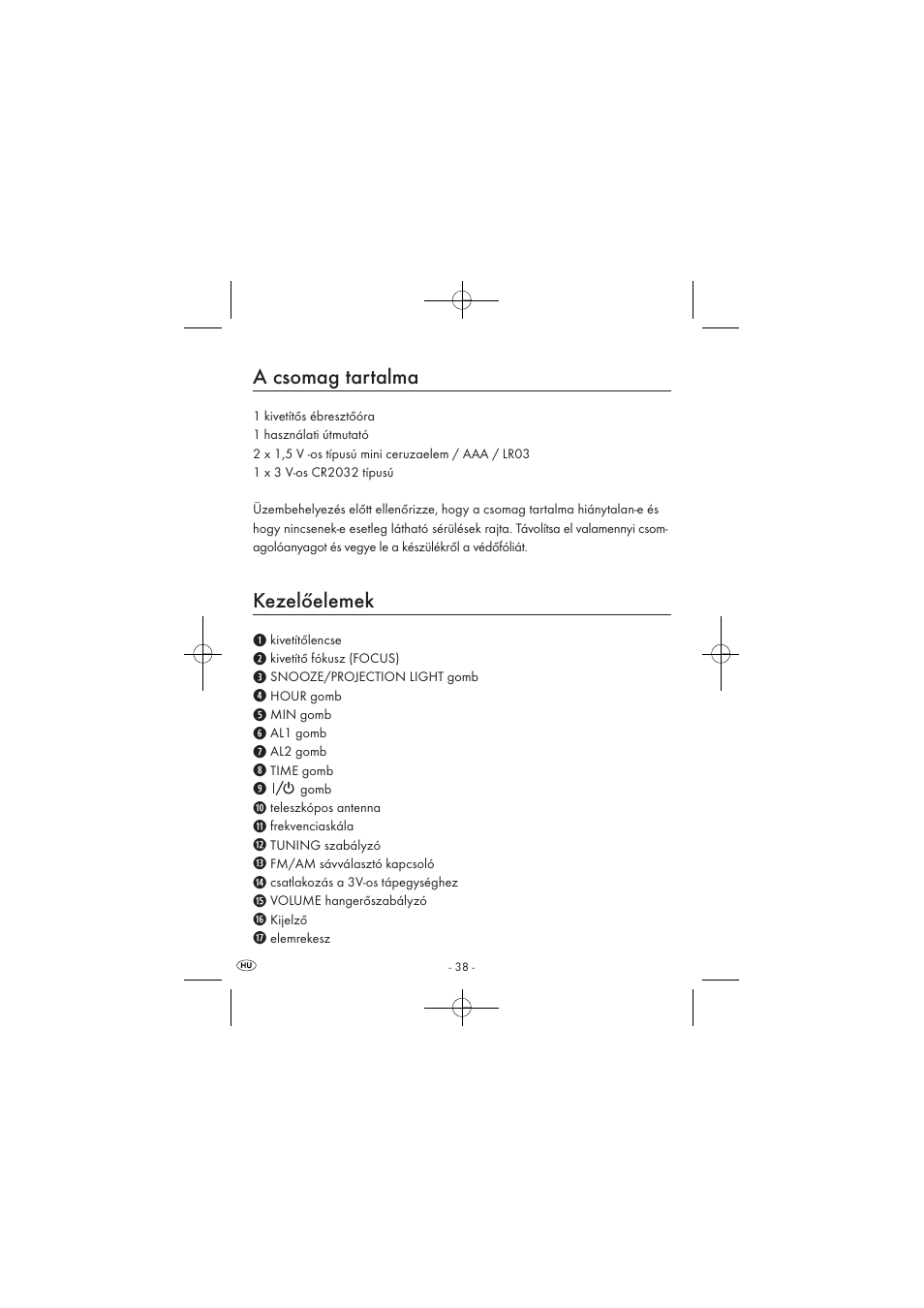 A csomag tartalma, Kezelőelemek | Silvercrest SPUV 90 A1 User Manual | Page 40 / 98