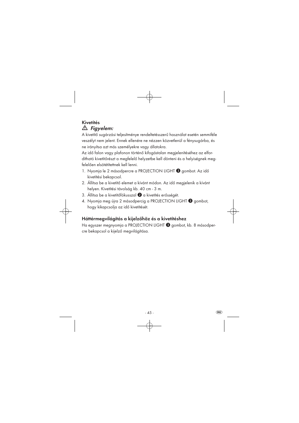 Figyelem | Silvercrest SPUV 90 A1 User Manual | Page 47 / 98