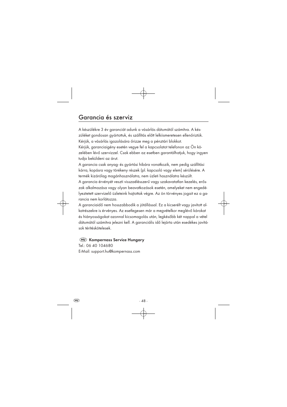 Garancia és szerviz | Silvercrest SPUV 90 A1 User Manual | Page 50 / 98