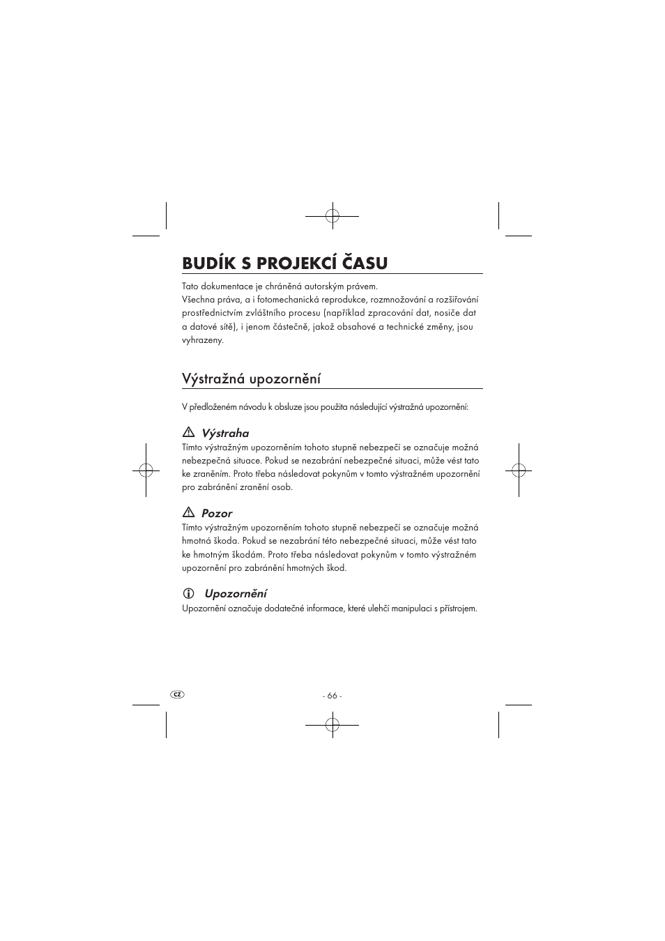 Budík s projekcí času, Výstražná upozornění | Silvercrest SPUV 90 A1 User Manual | Page 68 / 98