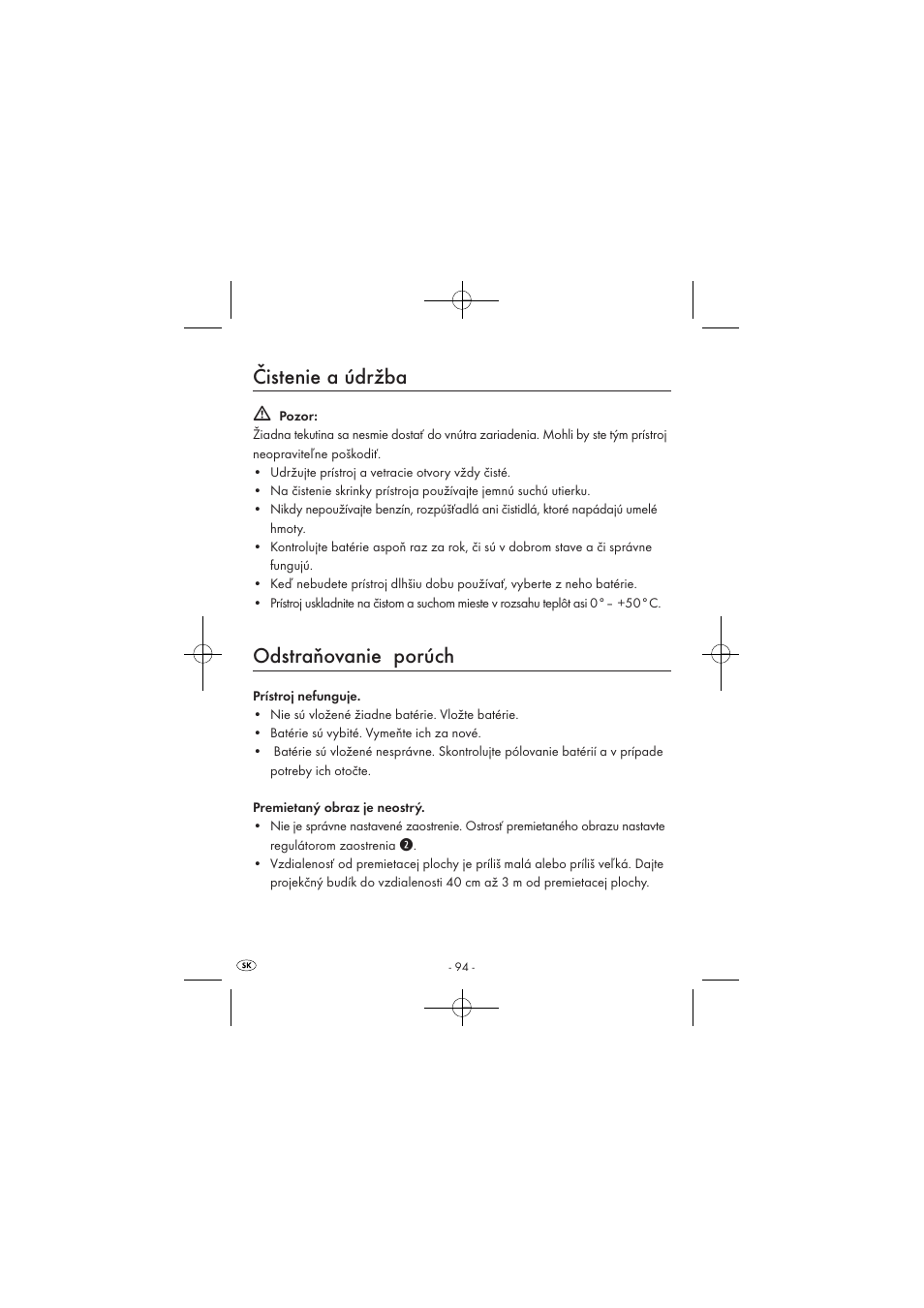 Čistenie a údržba, Odstraňovanie porúch | Silvercrest SPUV 90 A1 User Manual | Page 96 / 98