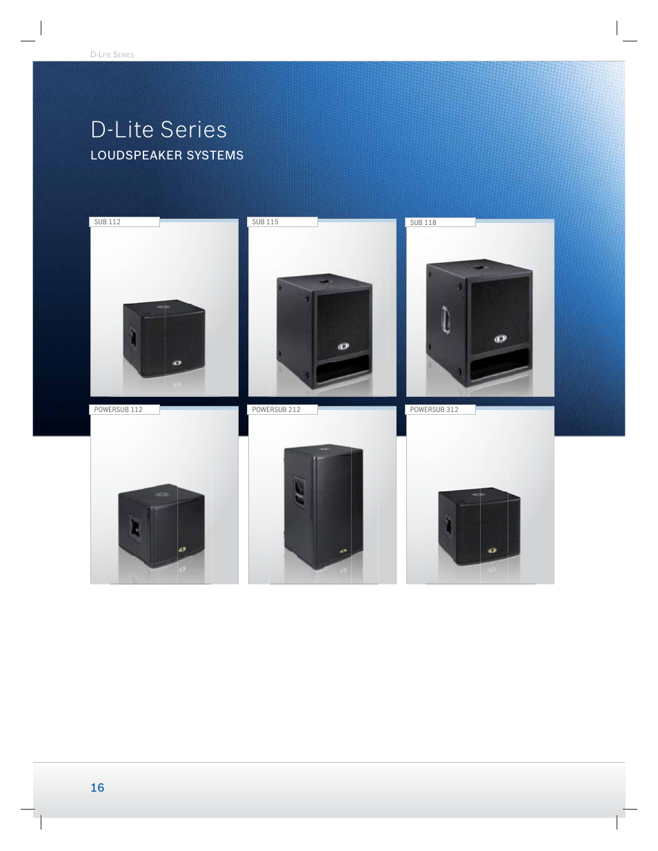 D-lite series, Loudspeaker systems | Dynacord Speaker User Manual | Page 16 / 120