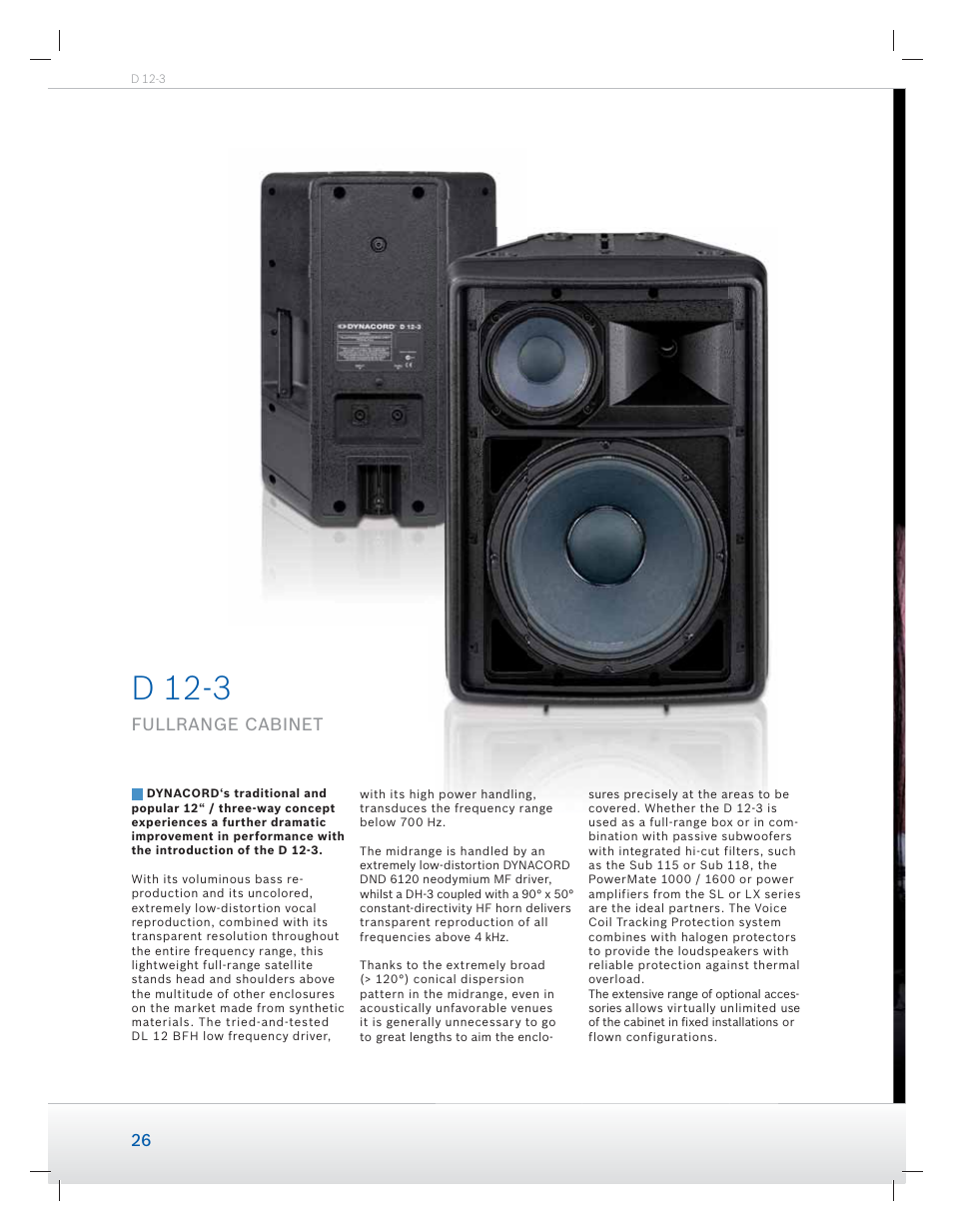 D 12-3, Fullrange cabinet | Dynacord Speaker User Manual | Page 26 / 120