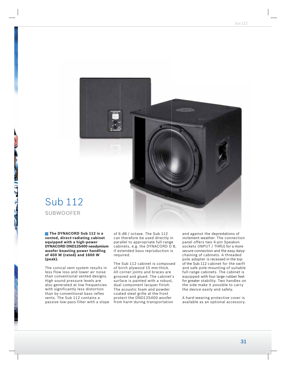 Sub 112, Subwoofer | Dynacord Speaker User Manual | Page 31 / 120