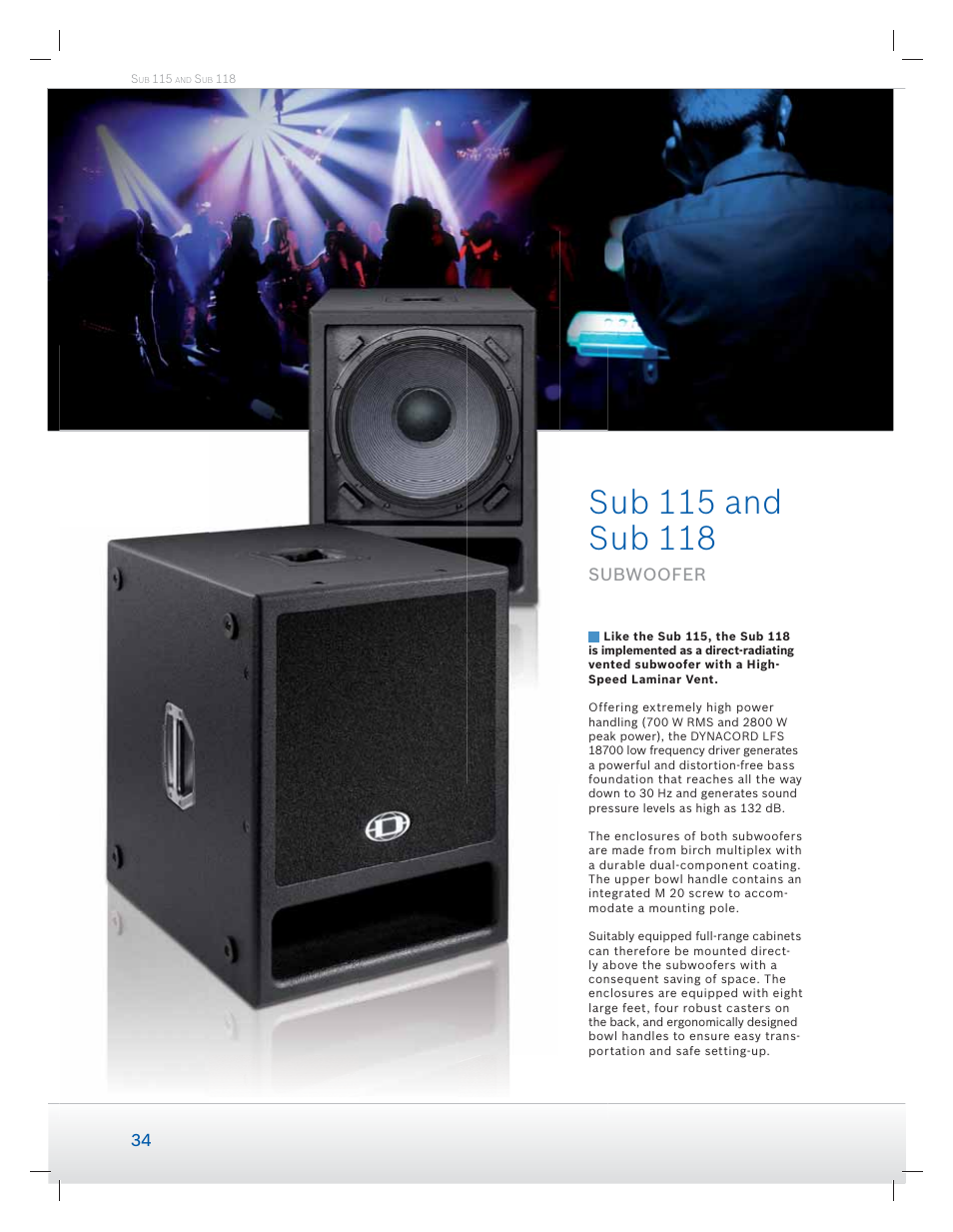 Subwoofer | Dynacord Speaker User Manual | Page 34 / 120