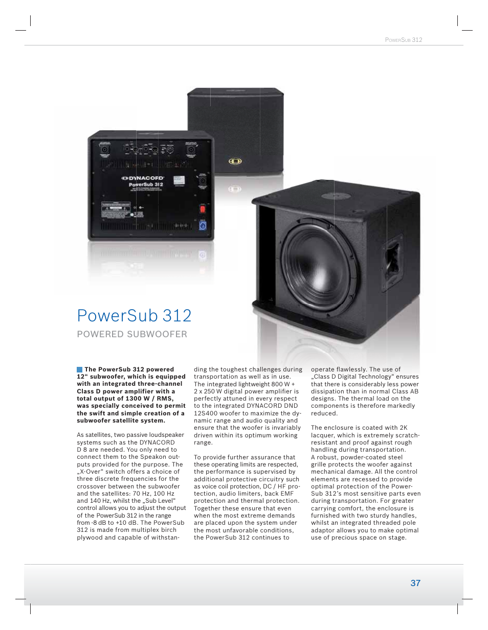 Powersub 312, Powered subwoofer | Dynacord Speaker User Manual | Page 37 / 120