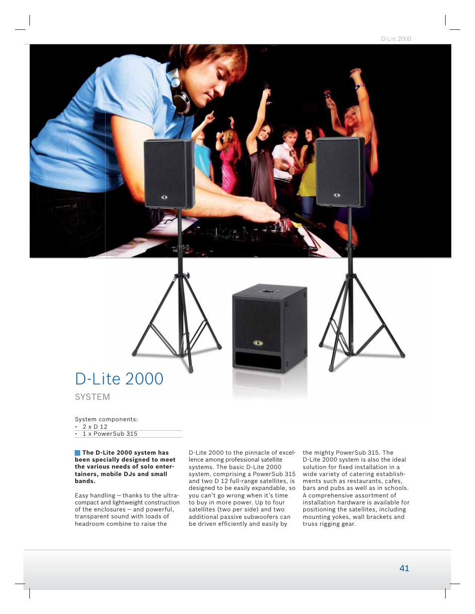 D-lite 2000, Te 2000, System | Dynacord Speaker User Manual | Page 41 / 120