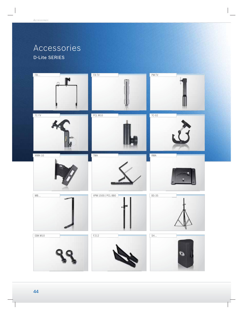 Accessories, D-lite series | Dynacord Speaker User Manual | Page 44 / 120