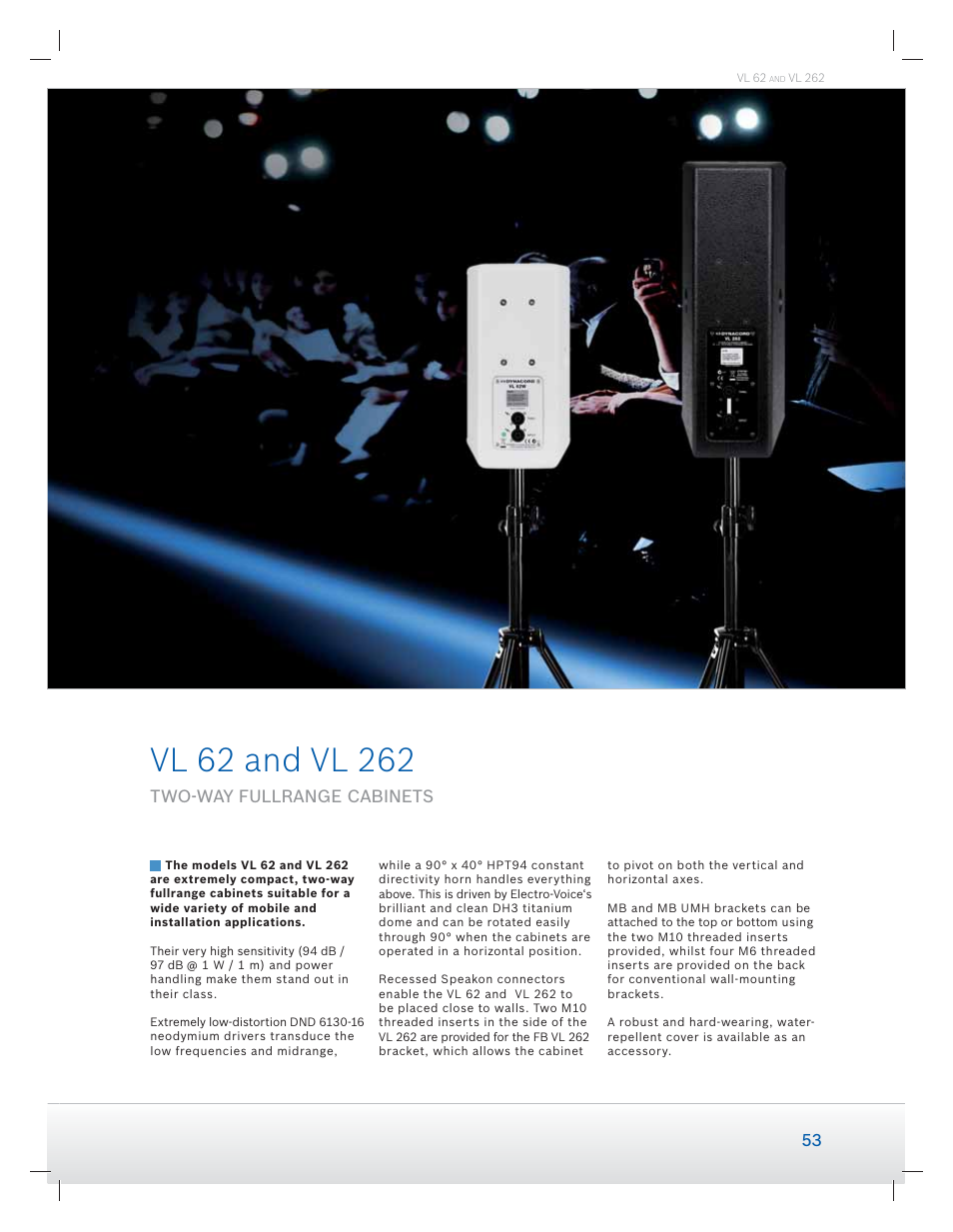 Two-way fullrange cabinets | Dynacord Speaker User Manual | Page 53 / 120