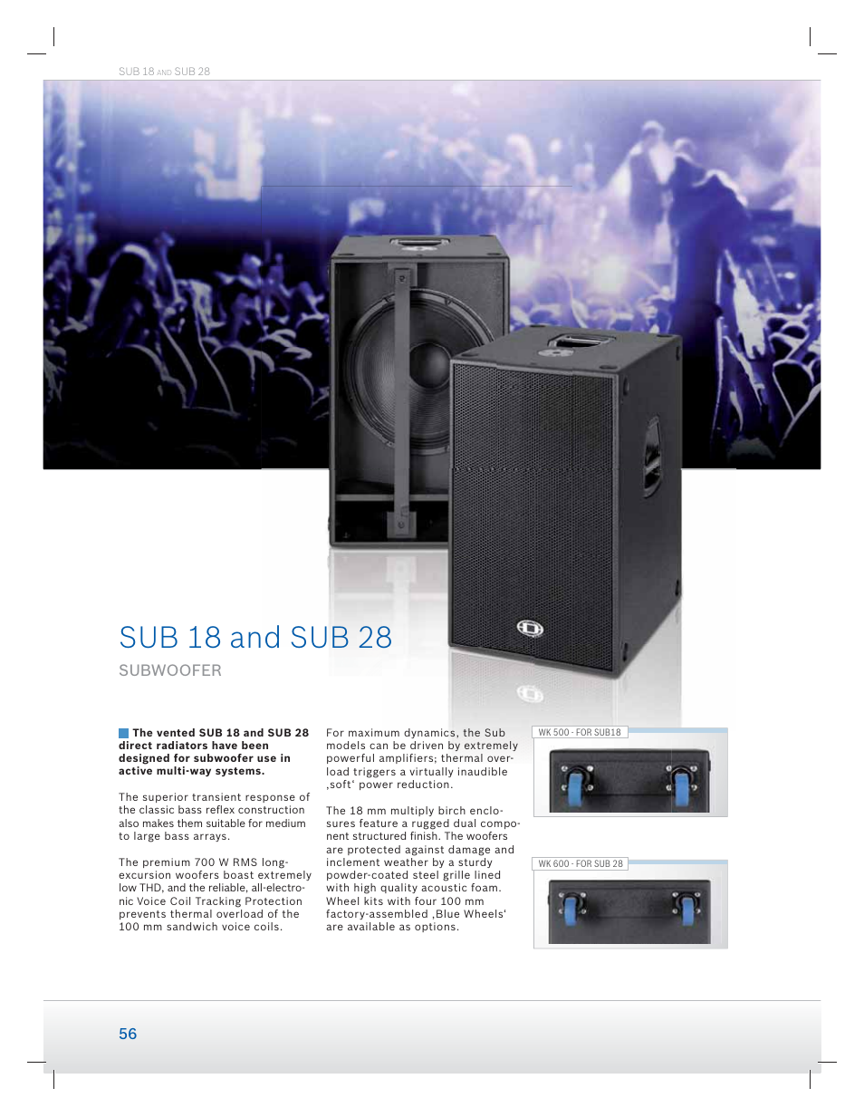 Sub 18 and sub 28, Subwoofer | Dynacord Speaker User Manual | Page 56 / 120