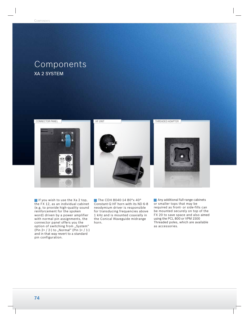 Components, Xa 2 system | Dynacord Speaker User Manual | Page 74 / 120