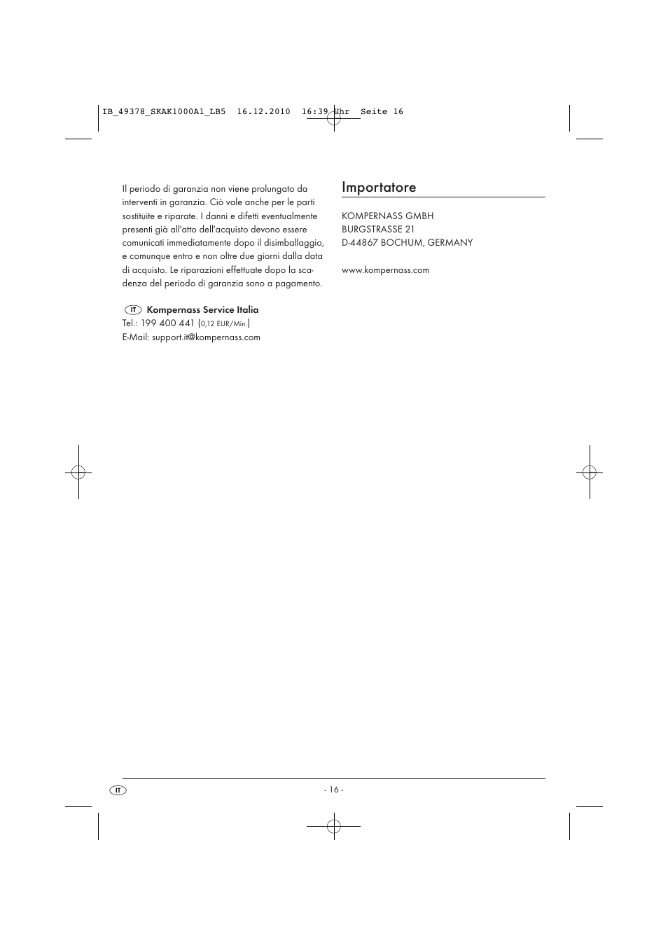 Importatore | Silvercrest SKAK 1000 A1 User Manual | Page 18 / 42
