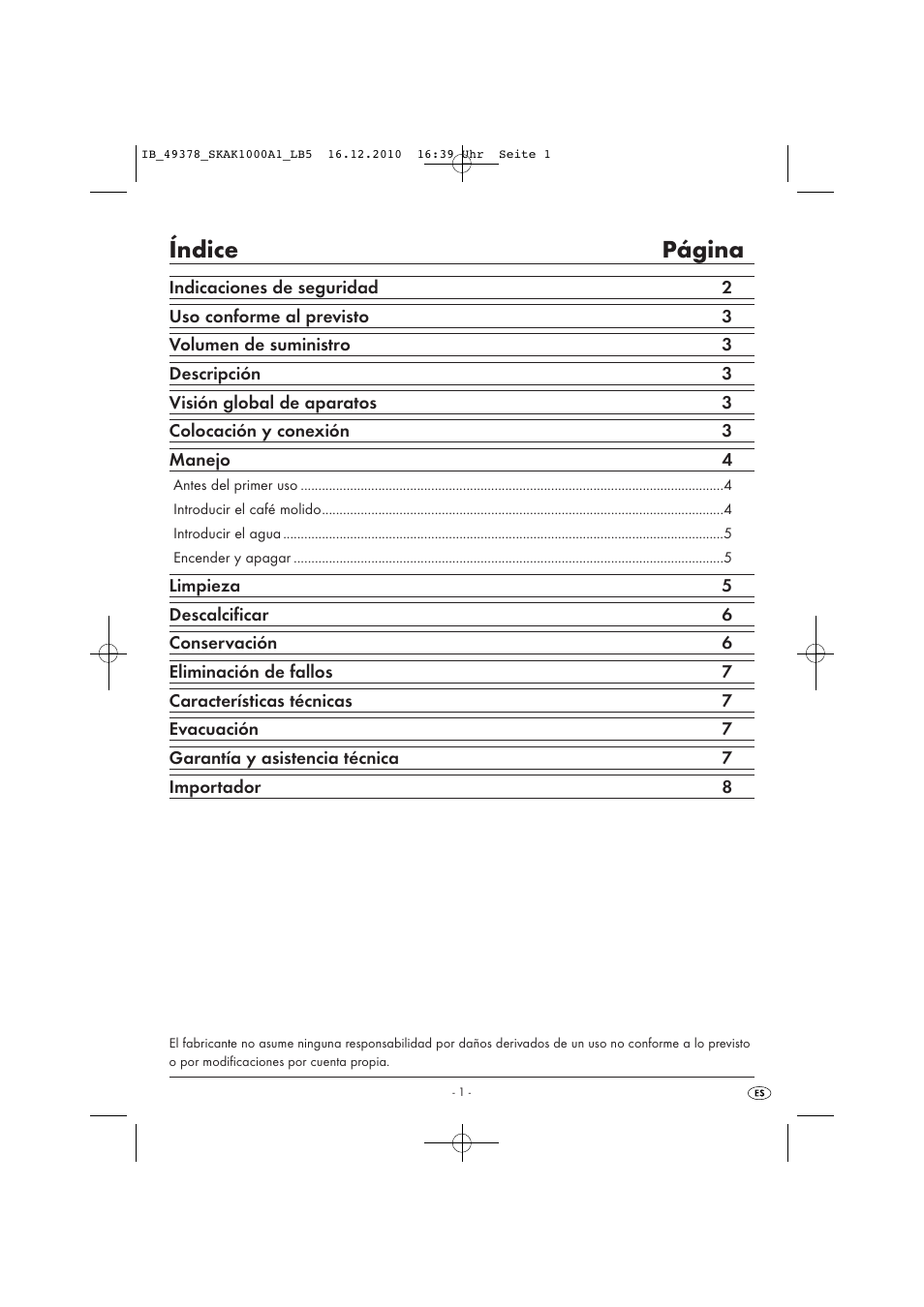 Índice página | Silvercrest SKAK 1000 A1 User Manual | Page 3 / 42