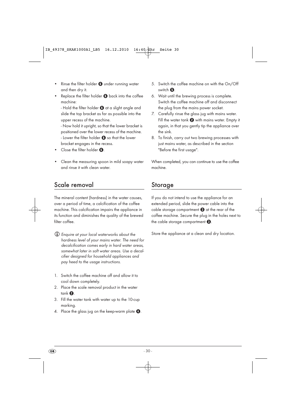 Scale removal, Storage | Silvercrest SKAK 1000 A1 User Manual | Page 32 / 42