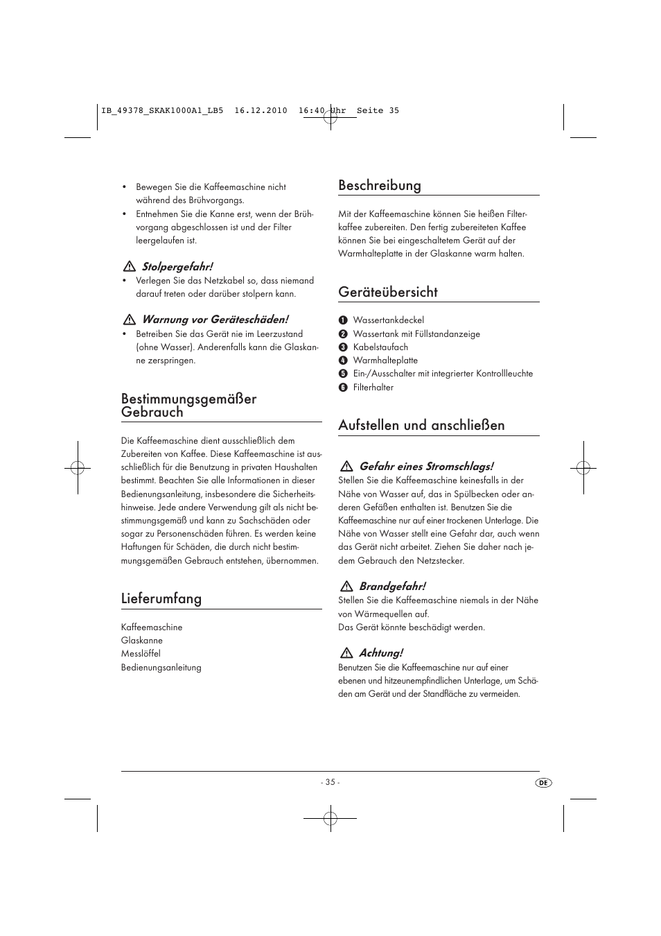 Bestimmungsgemäßer gebrauch, Lieferumfang, Beschreibung | Geräteübersicht, Aufstellen und anschließen | Silvercrest SKAK 1000 A1 User Manual | Page 37 / 42