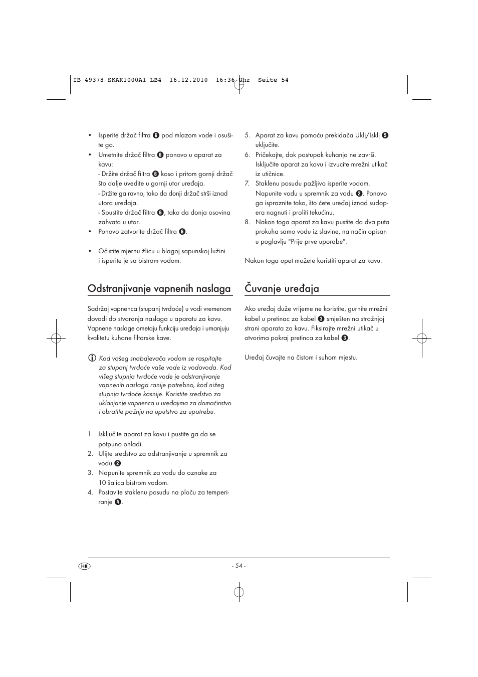 Odstranjivanje vapnenih naslaga, Čuvanje uređaja | Silvercrest SKAK 1000 A1 User Manual | Page 56 / 66