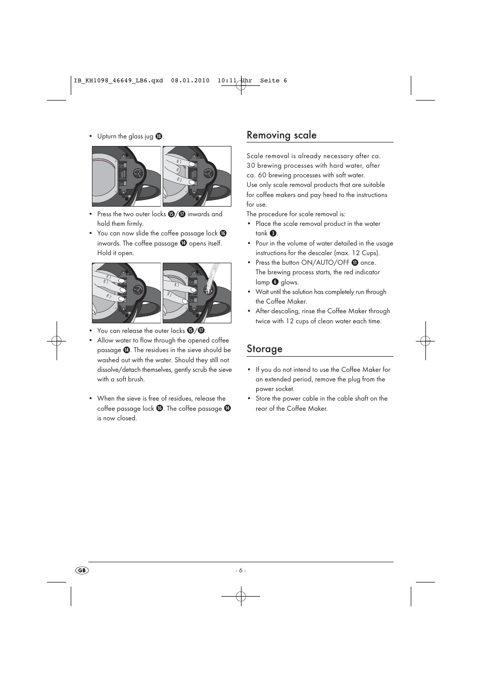 Removing scale, Storage | Silvercrest KH 1098 User Manual | Page 8 / 10