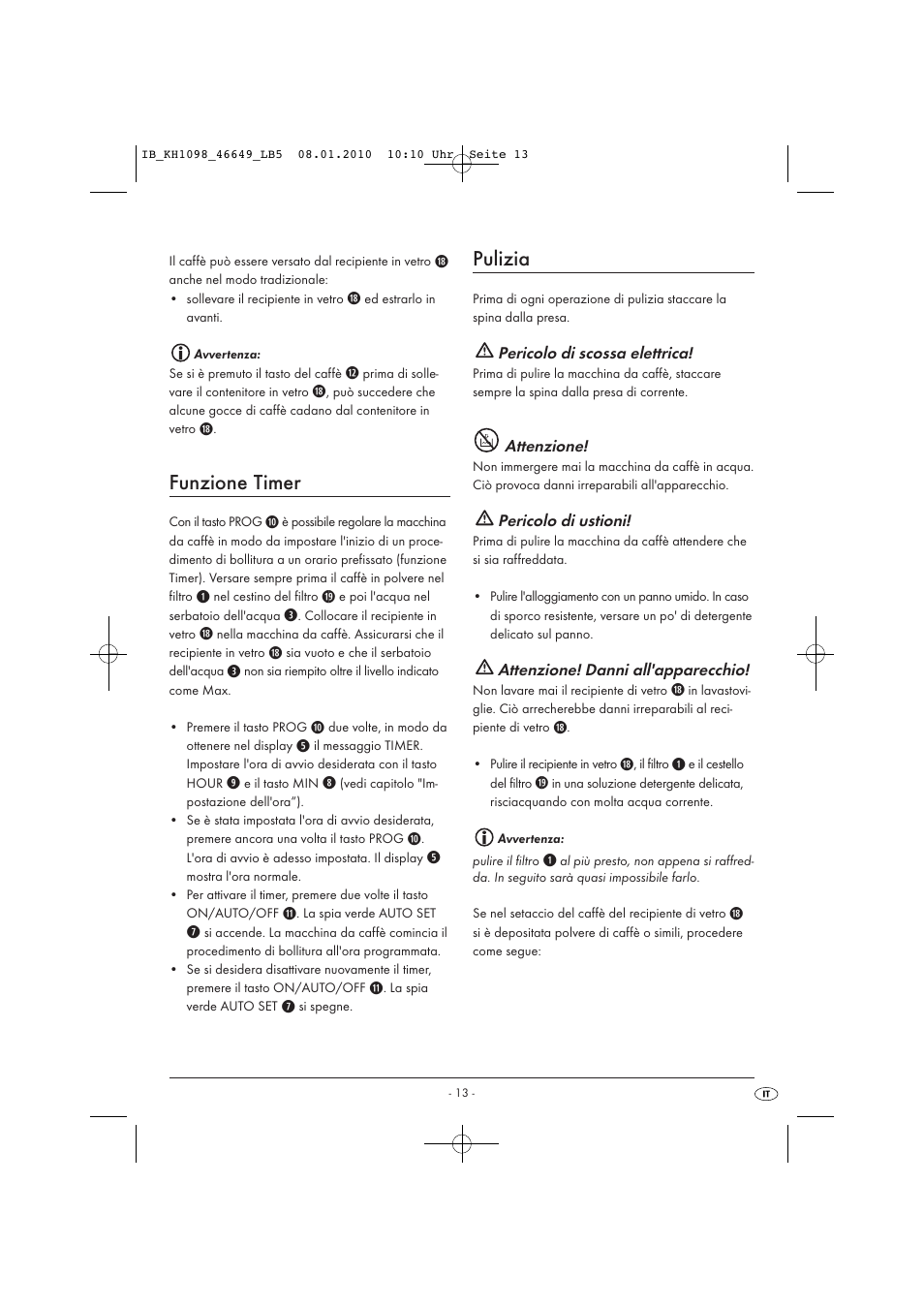 Funzione timer, Pulizia | Silvercrest KH 1098 User Manual | Page 15 / 42