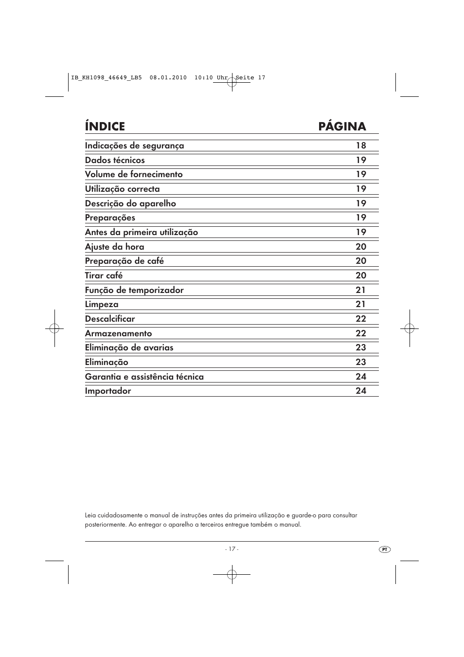 Índice página | Silvercrest KH 1098 User Manual | Page 19 / 42