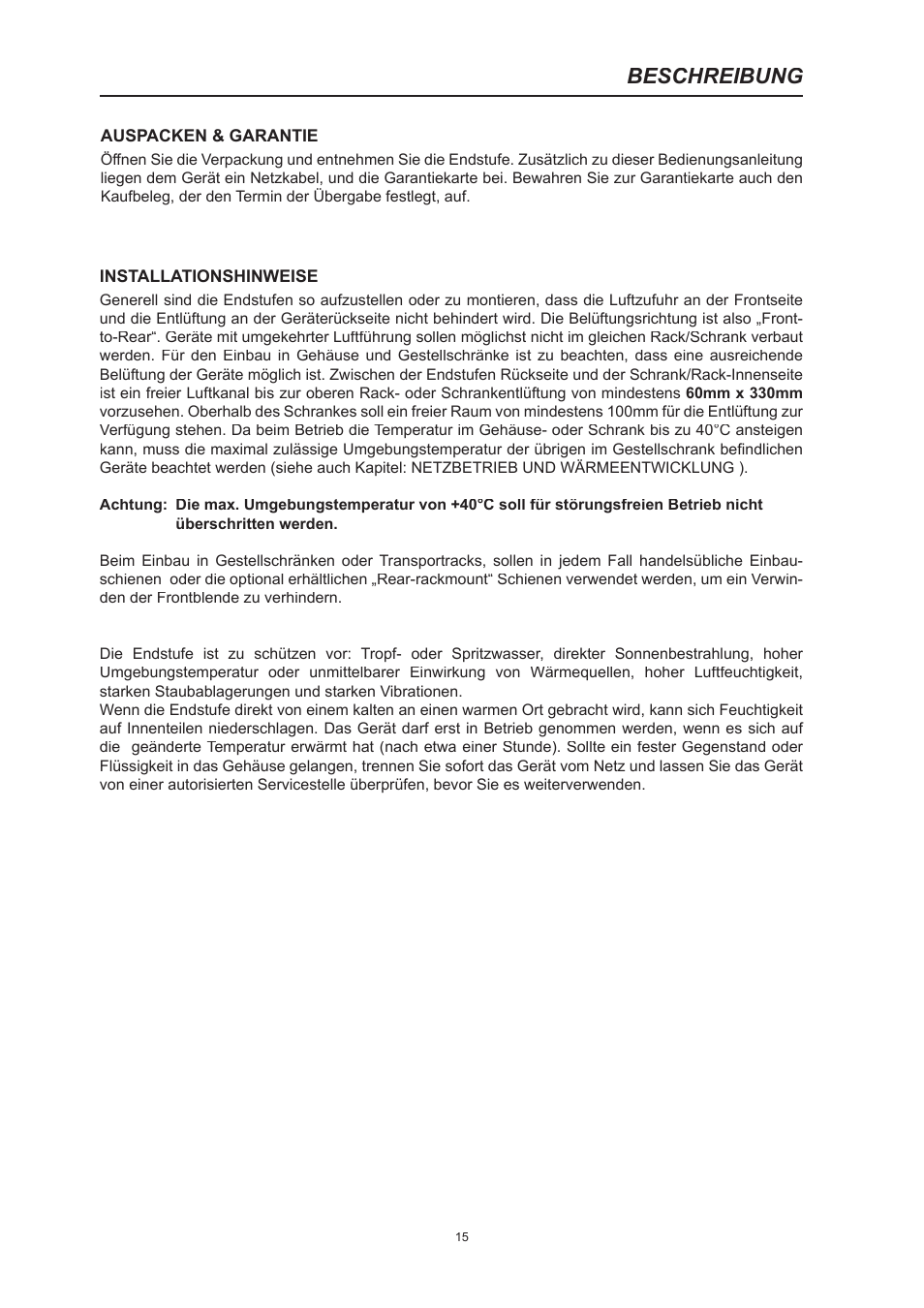 Beschreibung | Dynacord CL 800 User Manual | Page 15 / 36