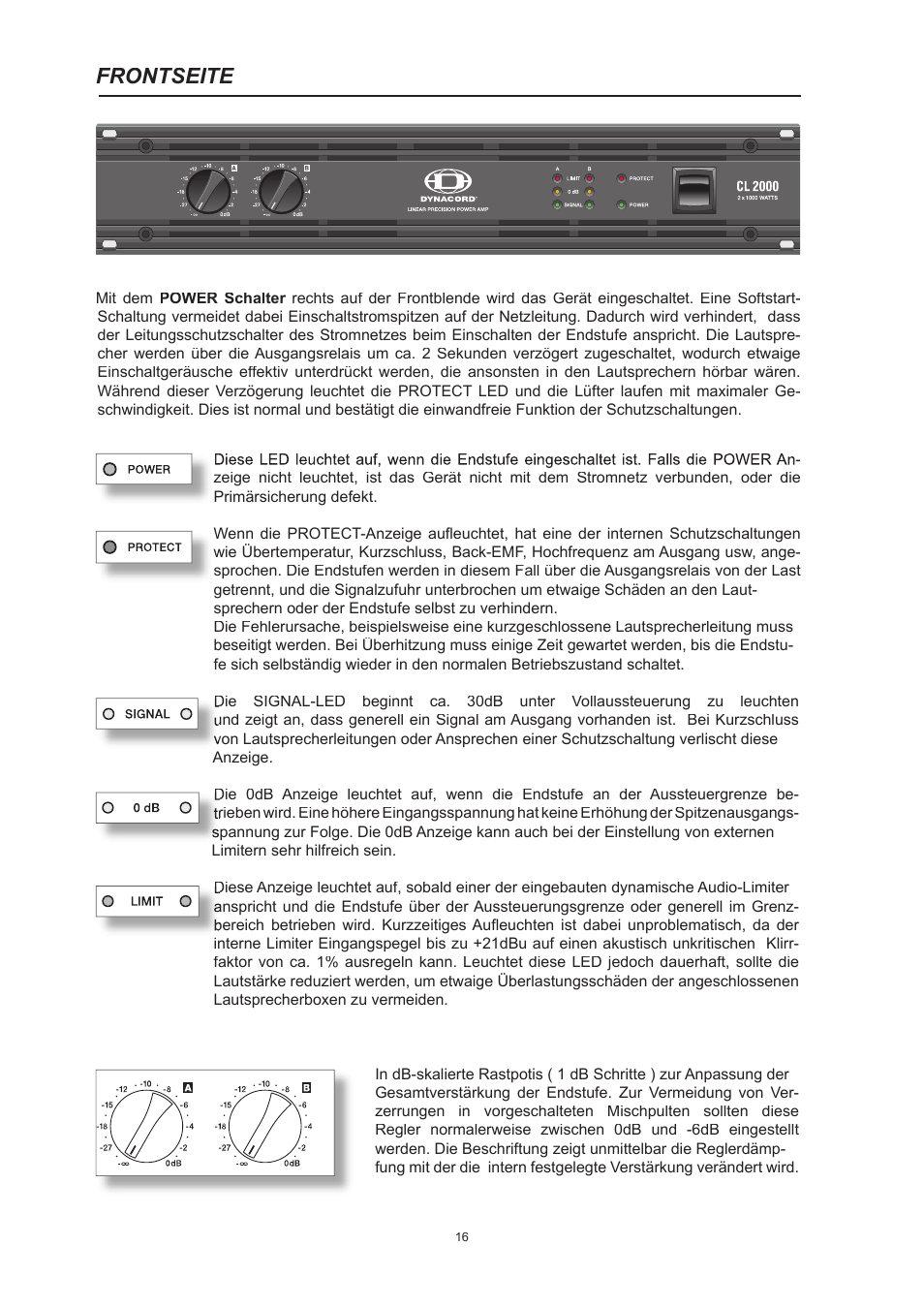 Frontseite | Dynacord CL 800 User Manual | Page 16 / 36