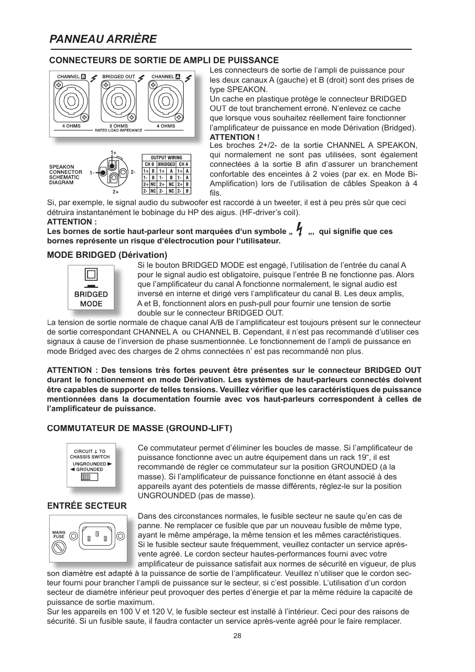 Panneau arrière | Dynacord CL 800 User Manual | Page 28 / 36