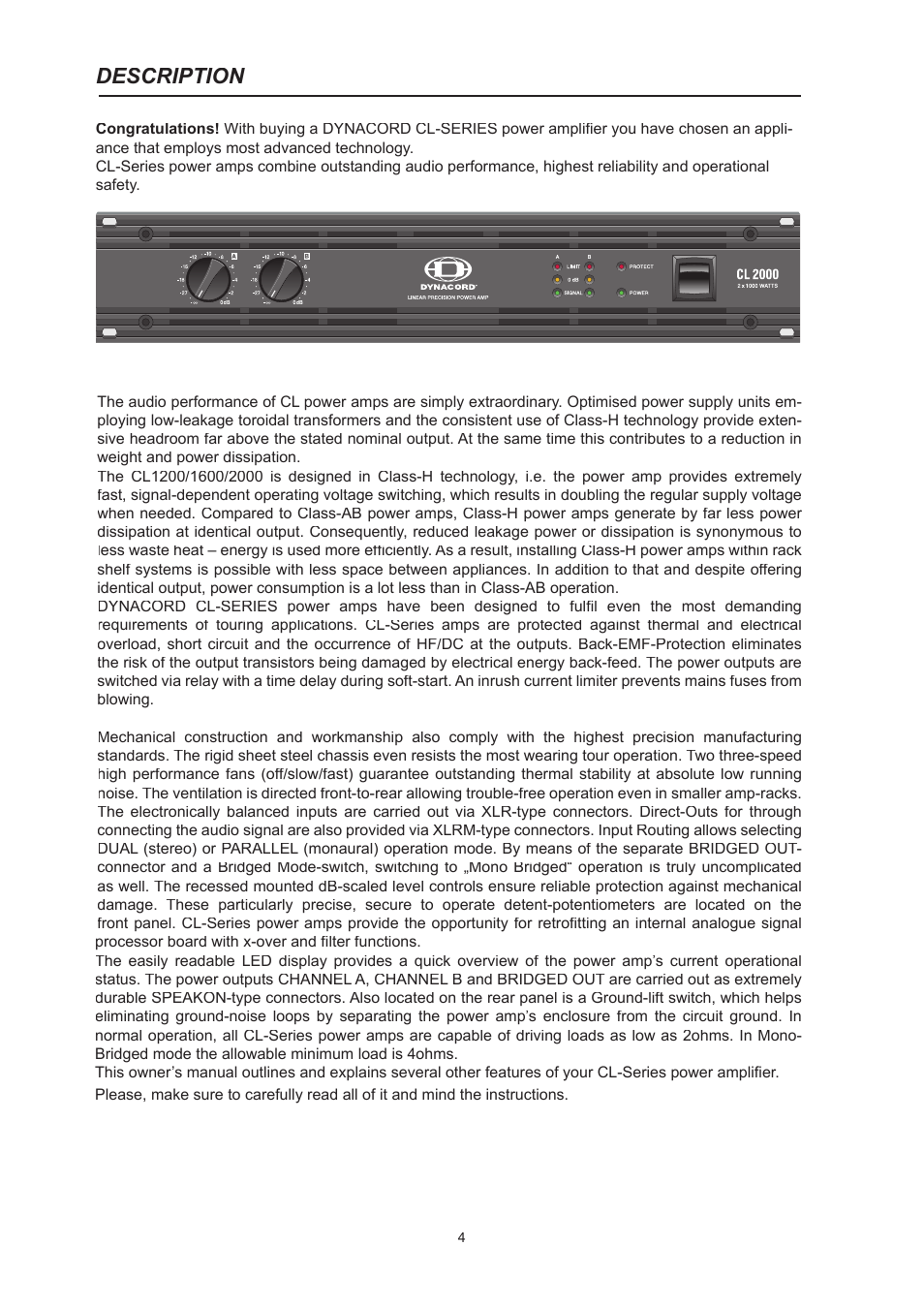 Description | Dynacord CL 800 User Manual | Page 4 / 36