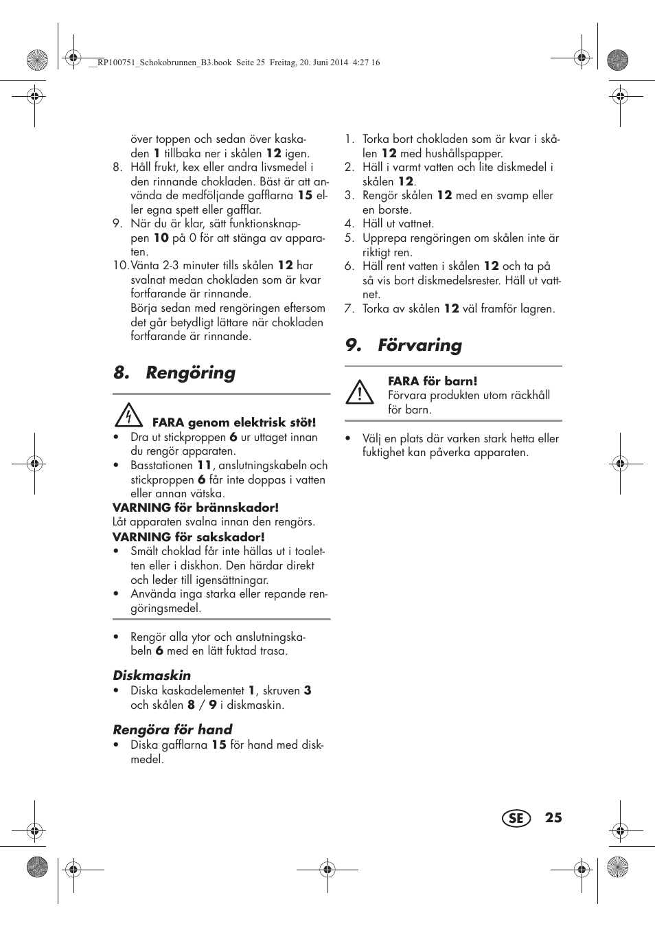 Rengöring, Förvaring | Silvercrest SSB 90 A1 User Manual | Page 27 / 74